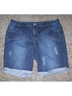 Lane Bryant 22 Bermuda Shorts 3x Denim Jeans Distressed Details
